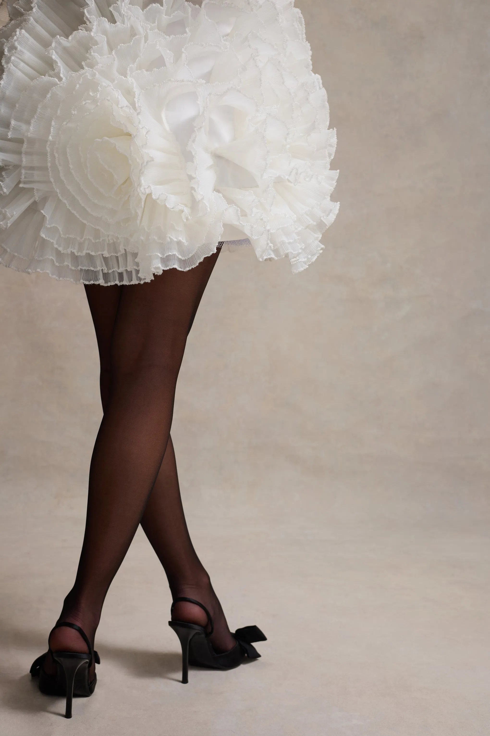 Meringue | Black Velvet Plunge-Neck Mini Dress With Tulle Skirt