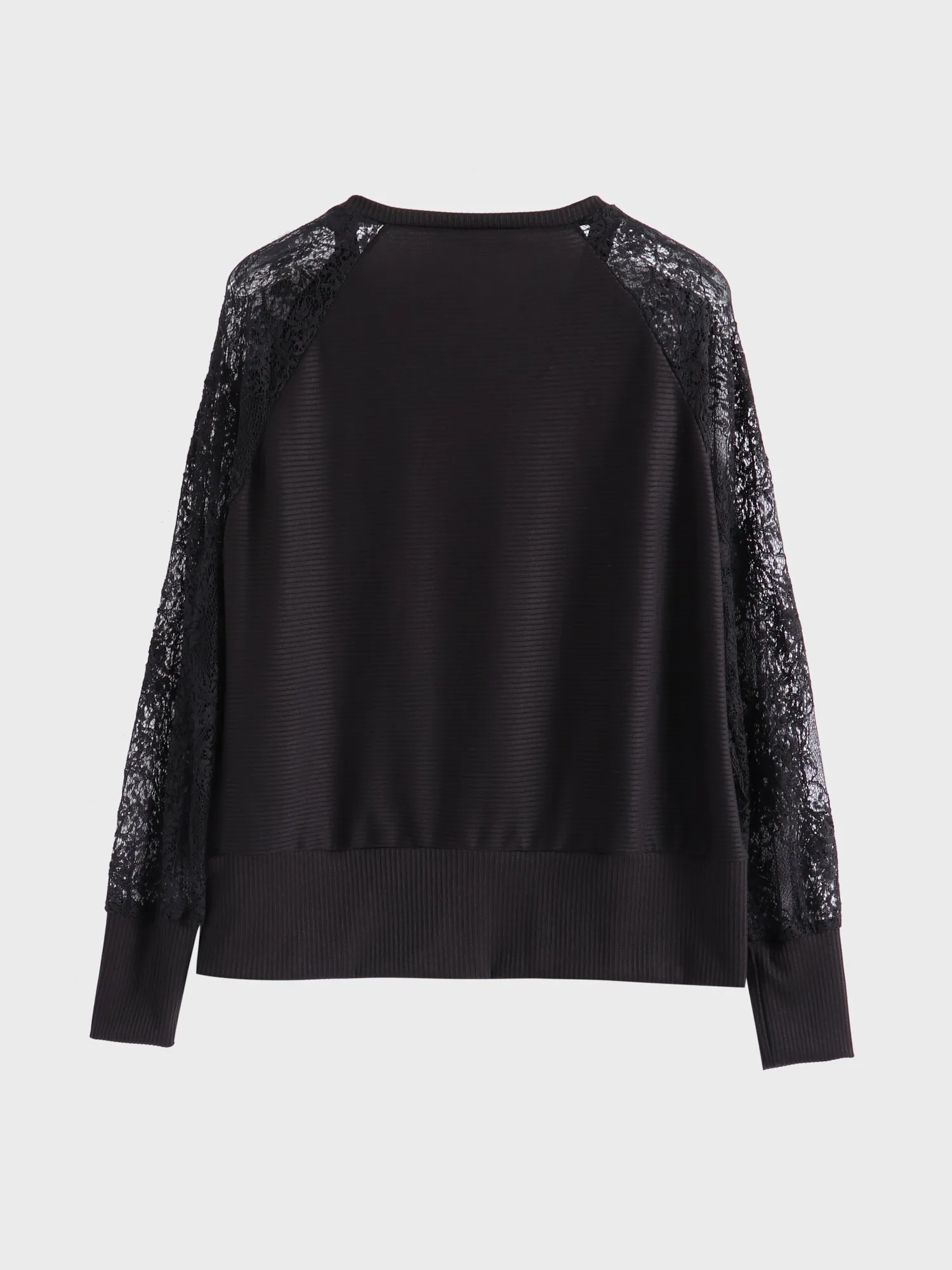 Midsize Fancy Lace-Patching Saddle-Sleeves Top