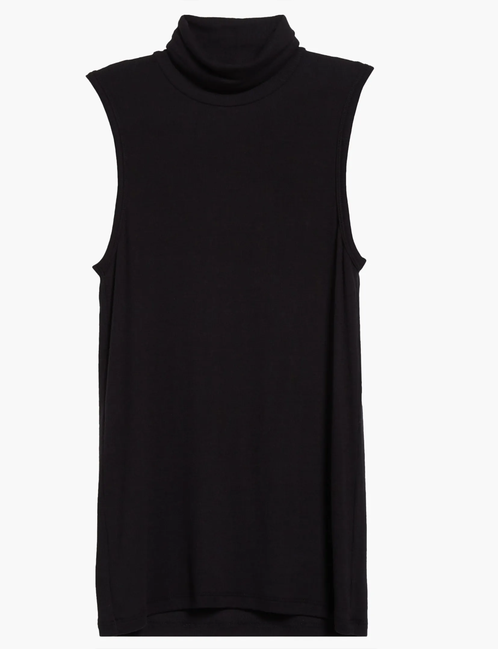 Modal Rib Sleeveless Turtleneck Top, Black