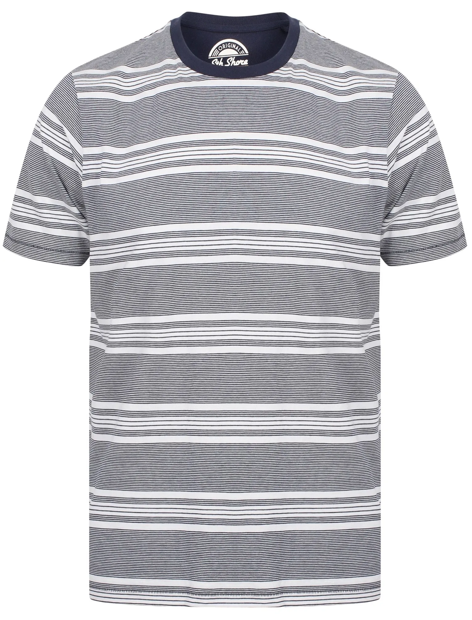 Nissi Cotton Striped Crew Neck T-Shirt In Mood Indigo - South Shore