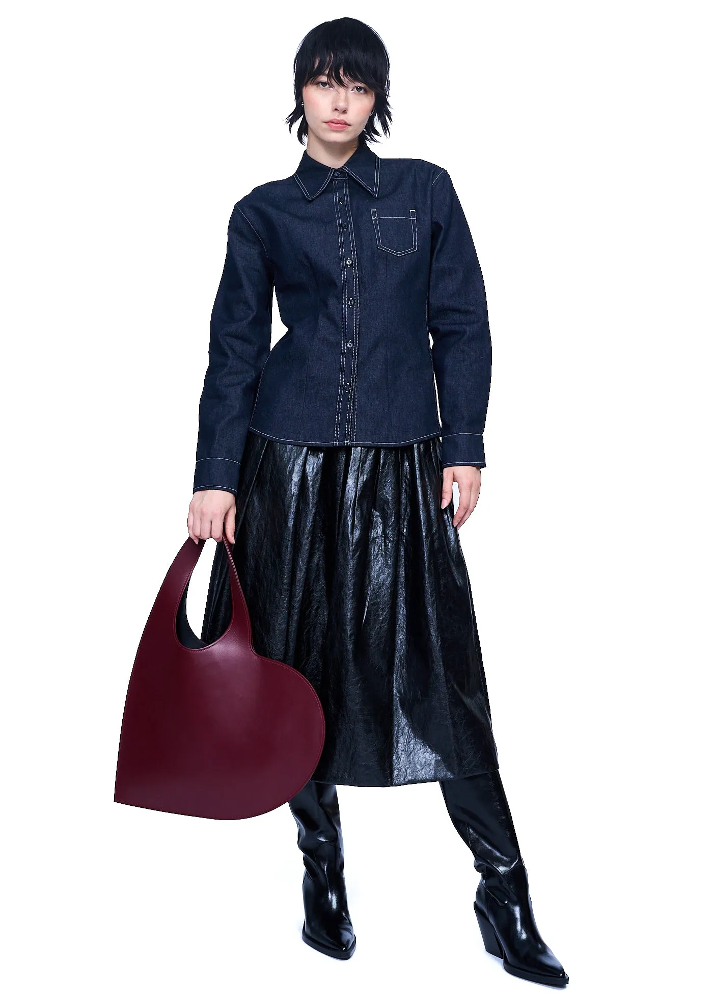 ORR Cracked Leather Low-rise Skirt