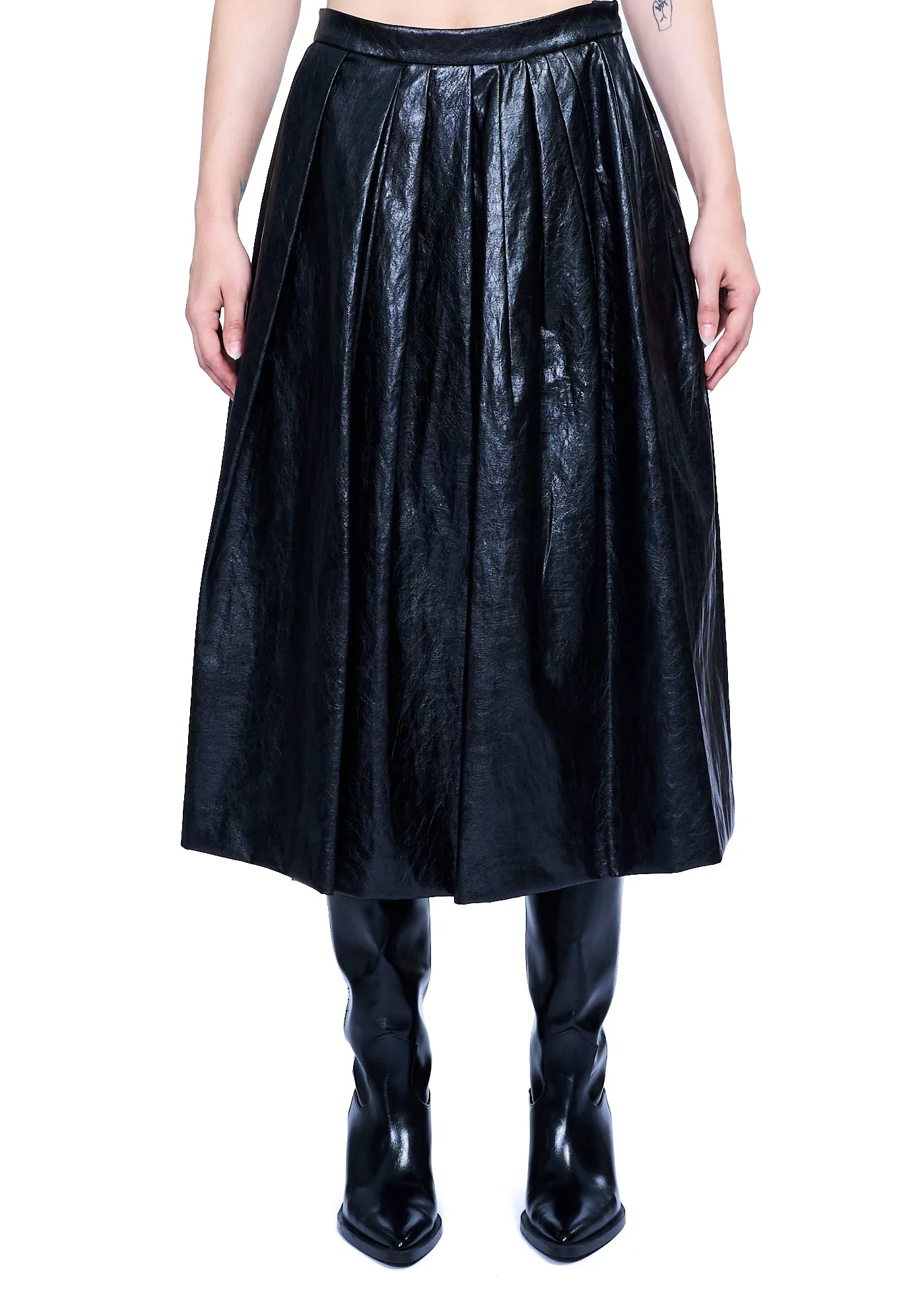 ORR Cracked Leather Low-rise Skirt