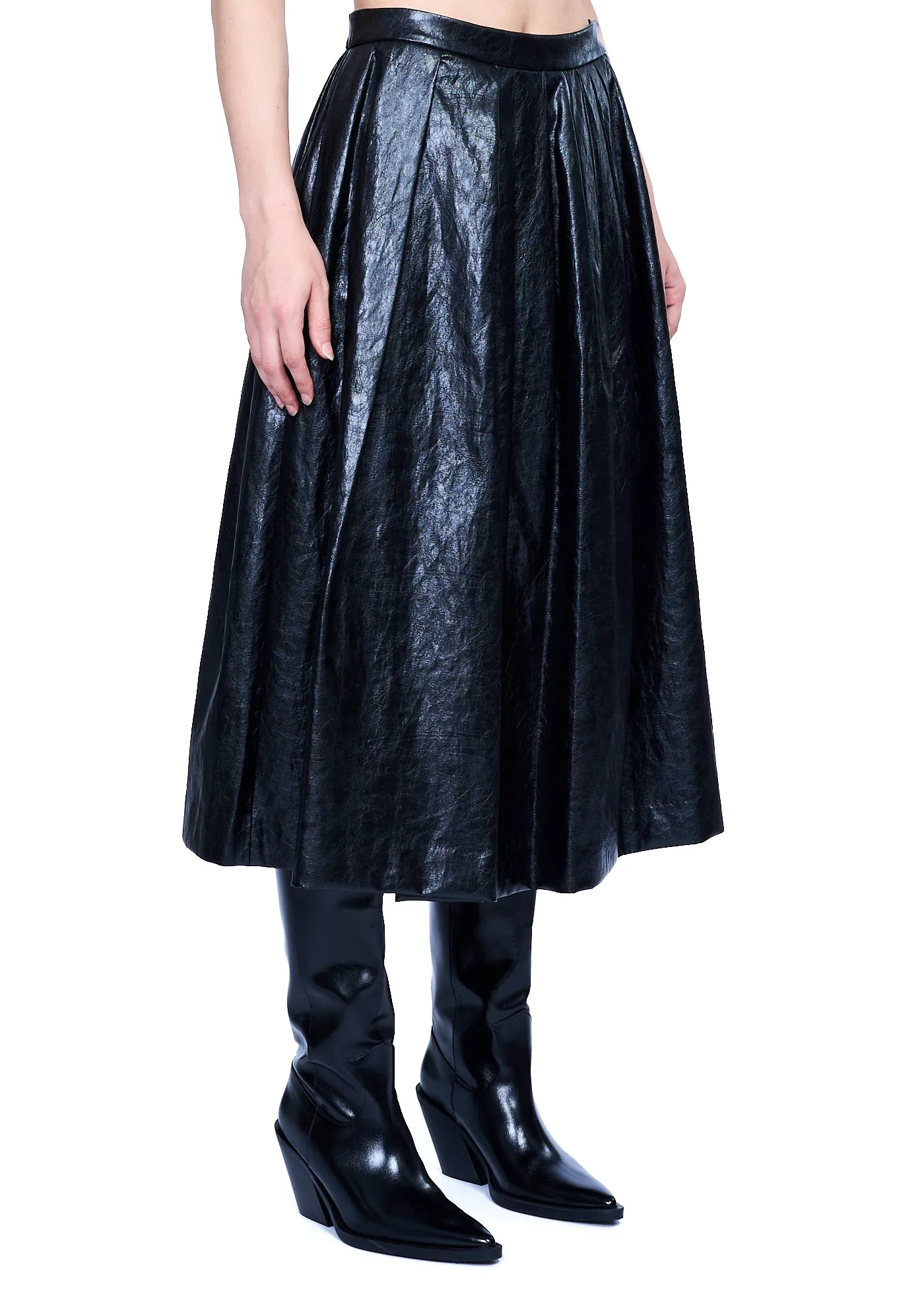 ORR Cracked Leather Low-rise Skirt