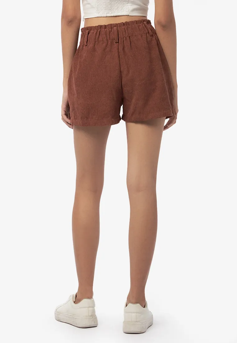 Pleated Corduroy Shorts