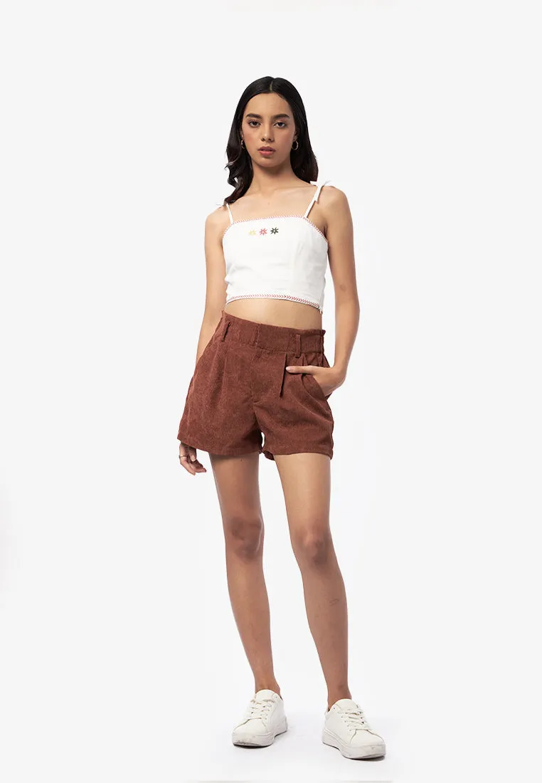 Pleated Corduroy Shorts