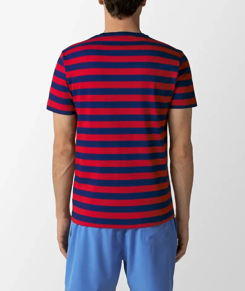 Polo Ralph Lauren - Custom Fit Jersey Crewneck T-Shirt - Stripe - Bright Red & Navy