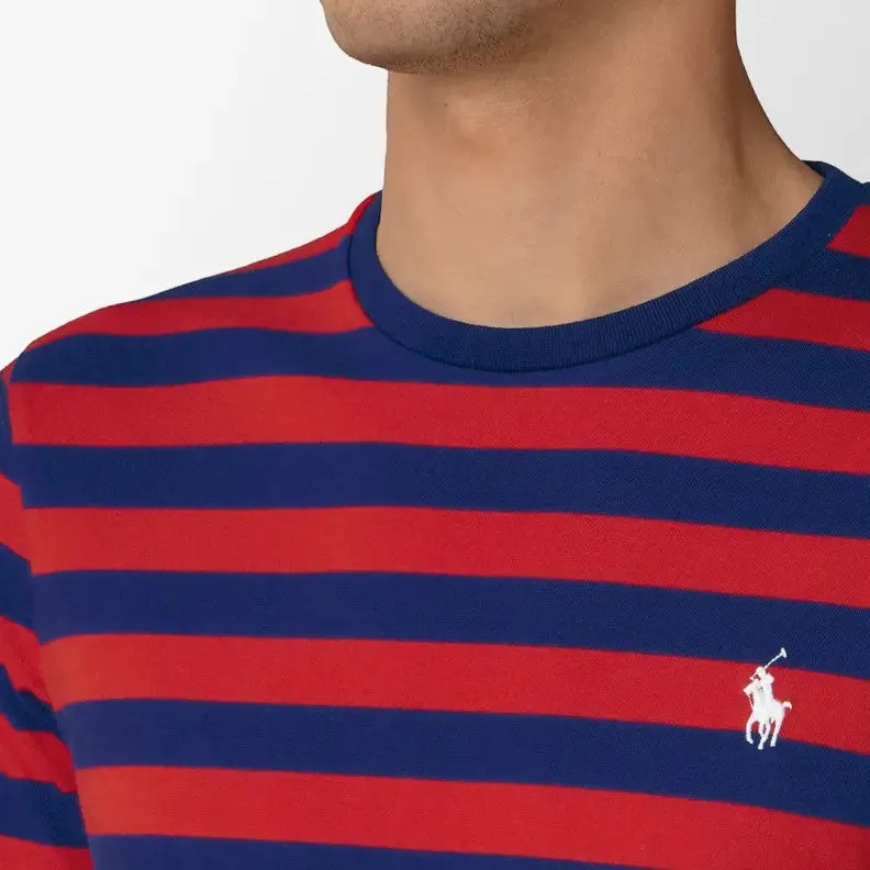 Polo Ralph Lauren - Custom Fit Jersey Crewneck T-Shirt - Stripe - Bright Red & Navy