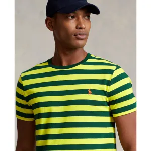 Polo Ralph Lauren - Custom Fit Jersey Crewneck T-Shirt - Stripe - Bright Yellow & Forest Green