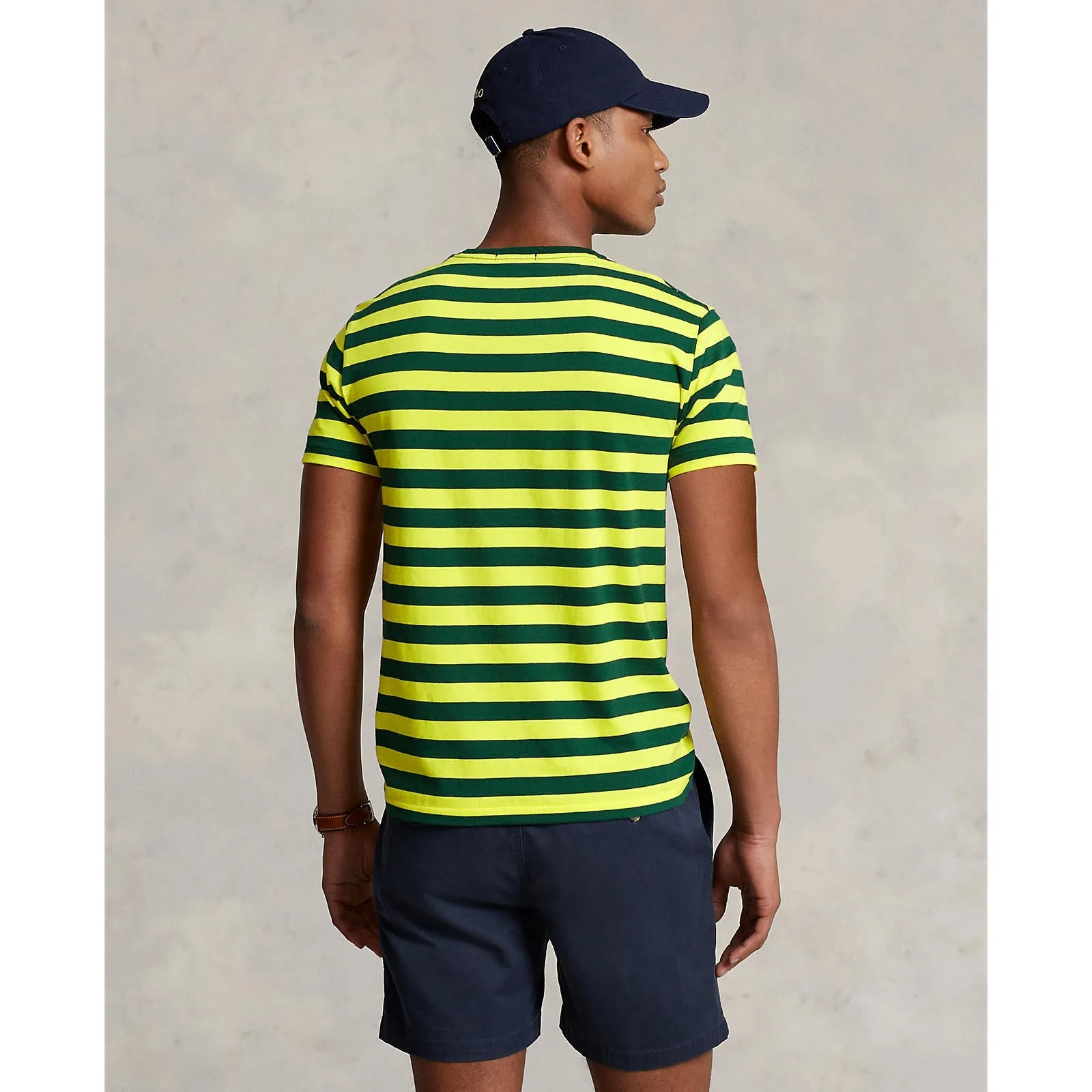 Polo Ralph Lauren - Custom Fit Jersey Crewneck T-Shirt - Stripe - Bright Yellow & Forest Green