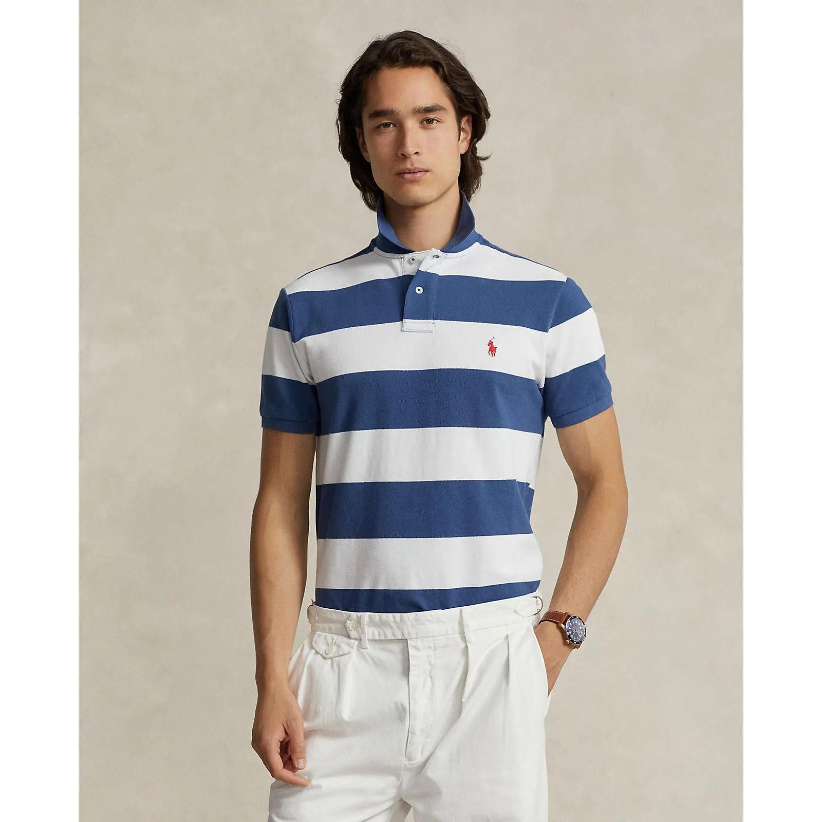 Polo Ralph Lauren - Mesh Polo - Stripe - Old Royal Blue & White