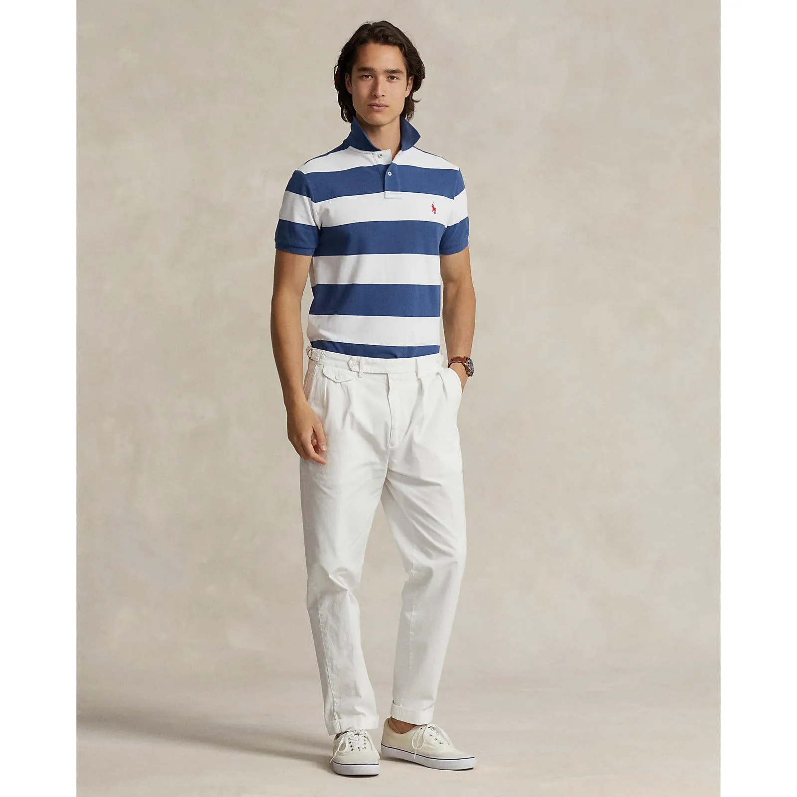 Polo Ralph Lauren - Mesh Polo - Stripe - Old Royal Blue & White