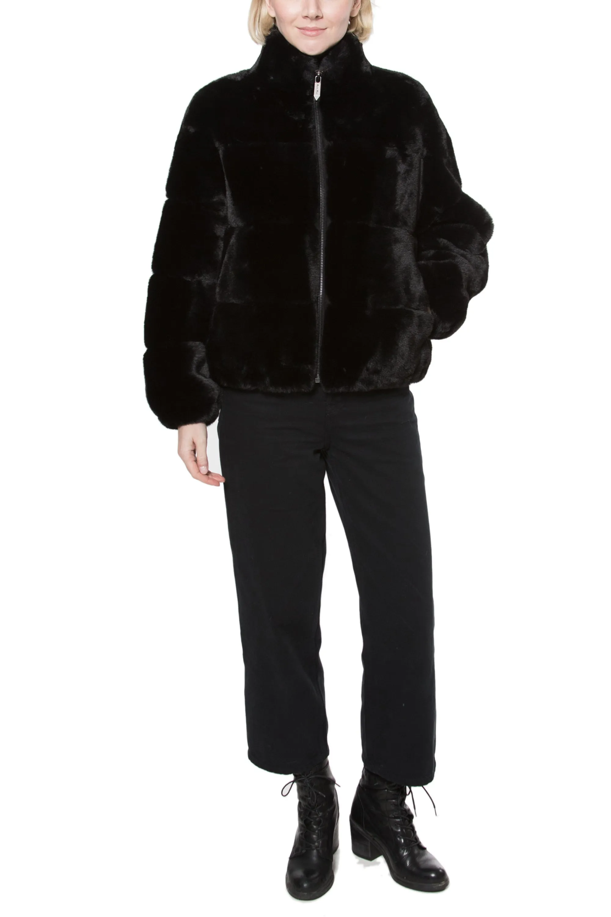 REIMS - Faux Fur Jacket with Stand Up Collar