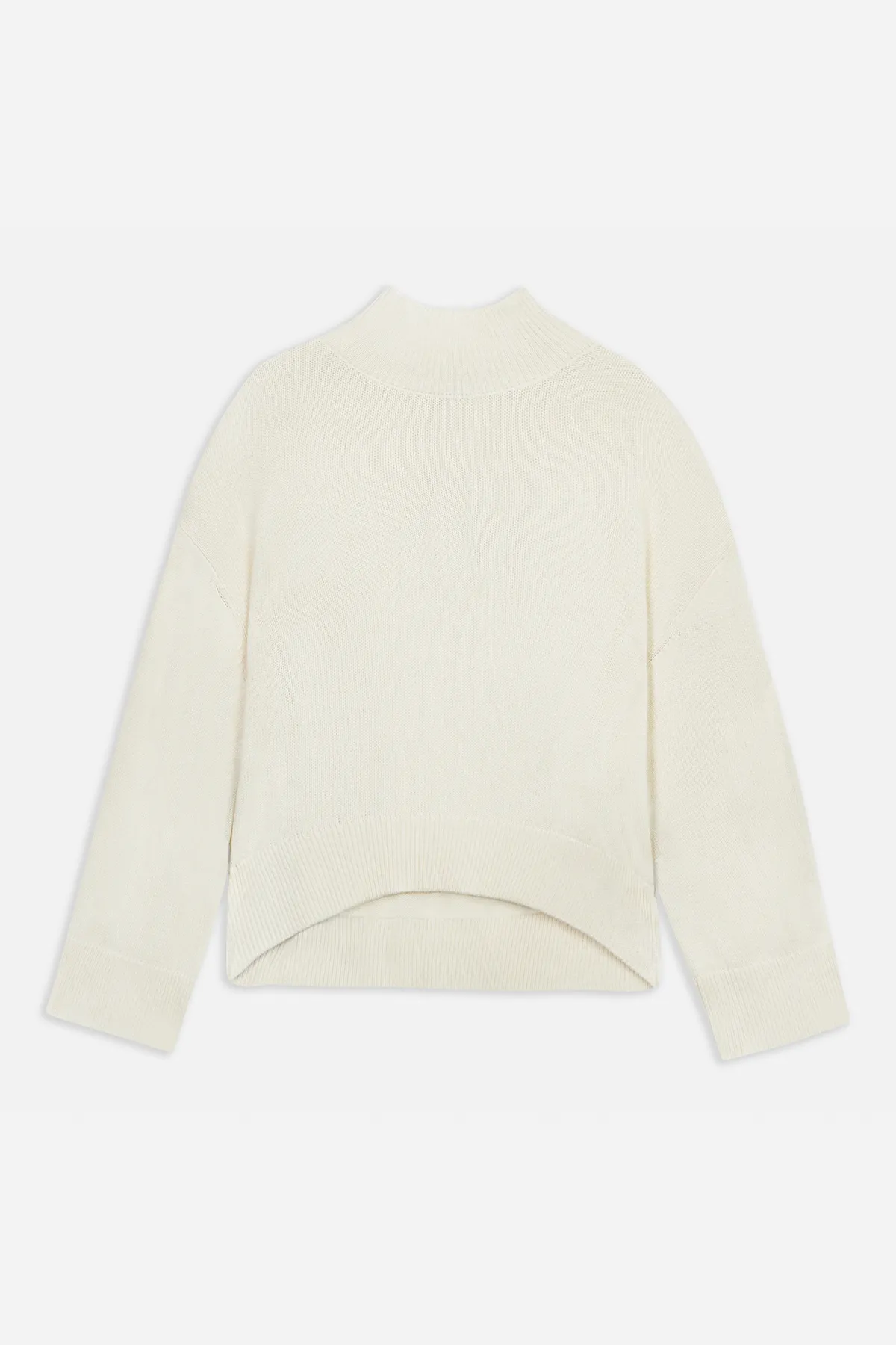 Relaxed High Neck Cashmere Blend Jumper - Cream