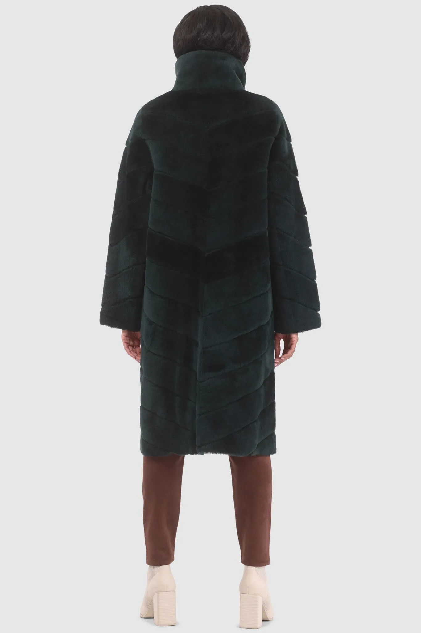 Reversible Merino Shearling Lamb Chevron Short Coat