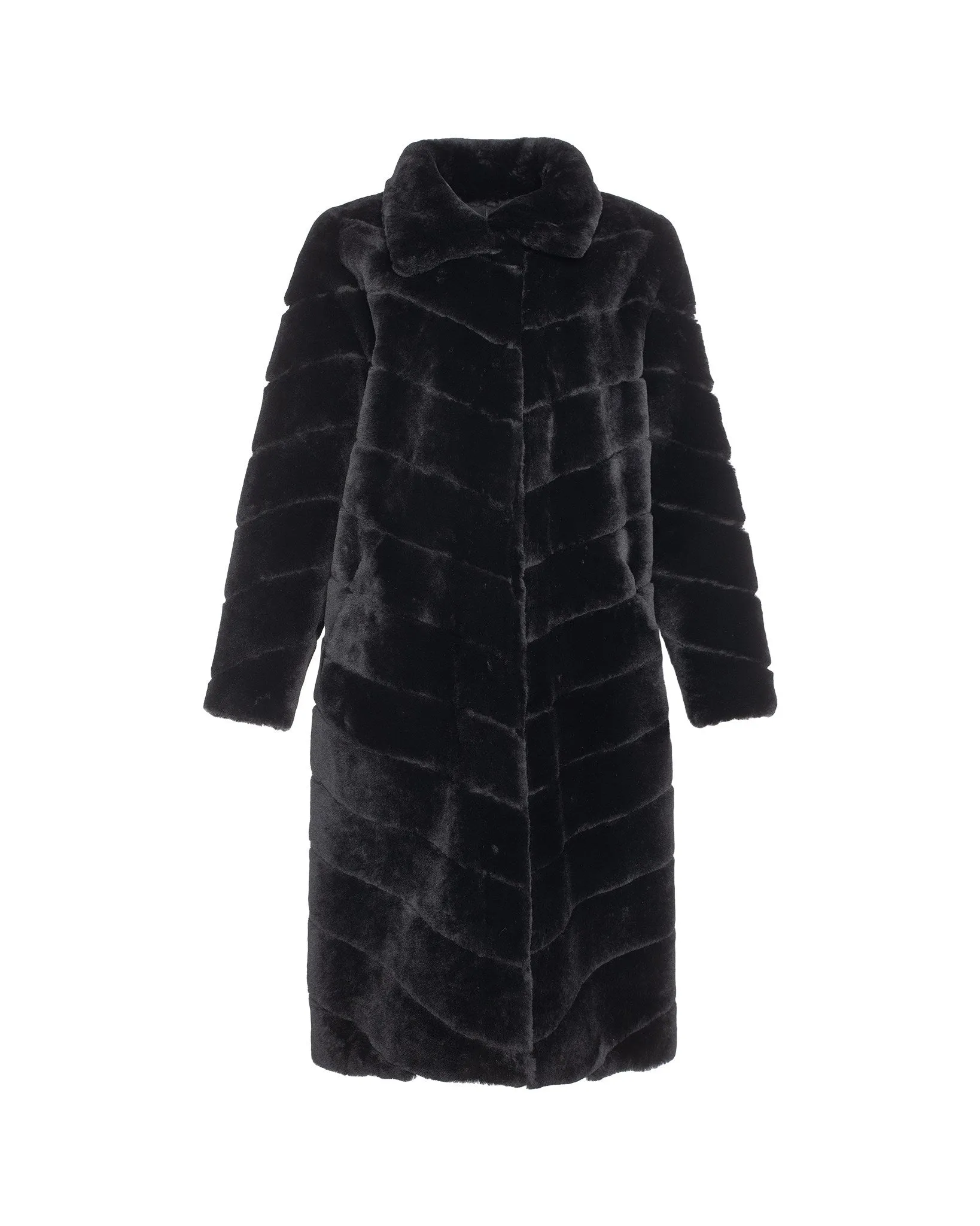 Reversible Merino Shearling Lamb Chevron Short Coat