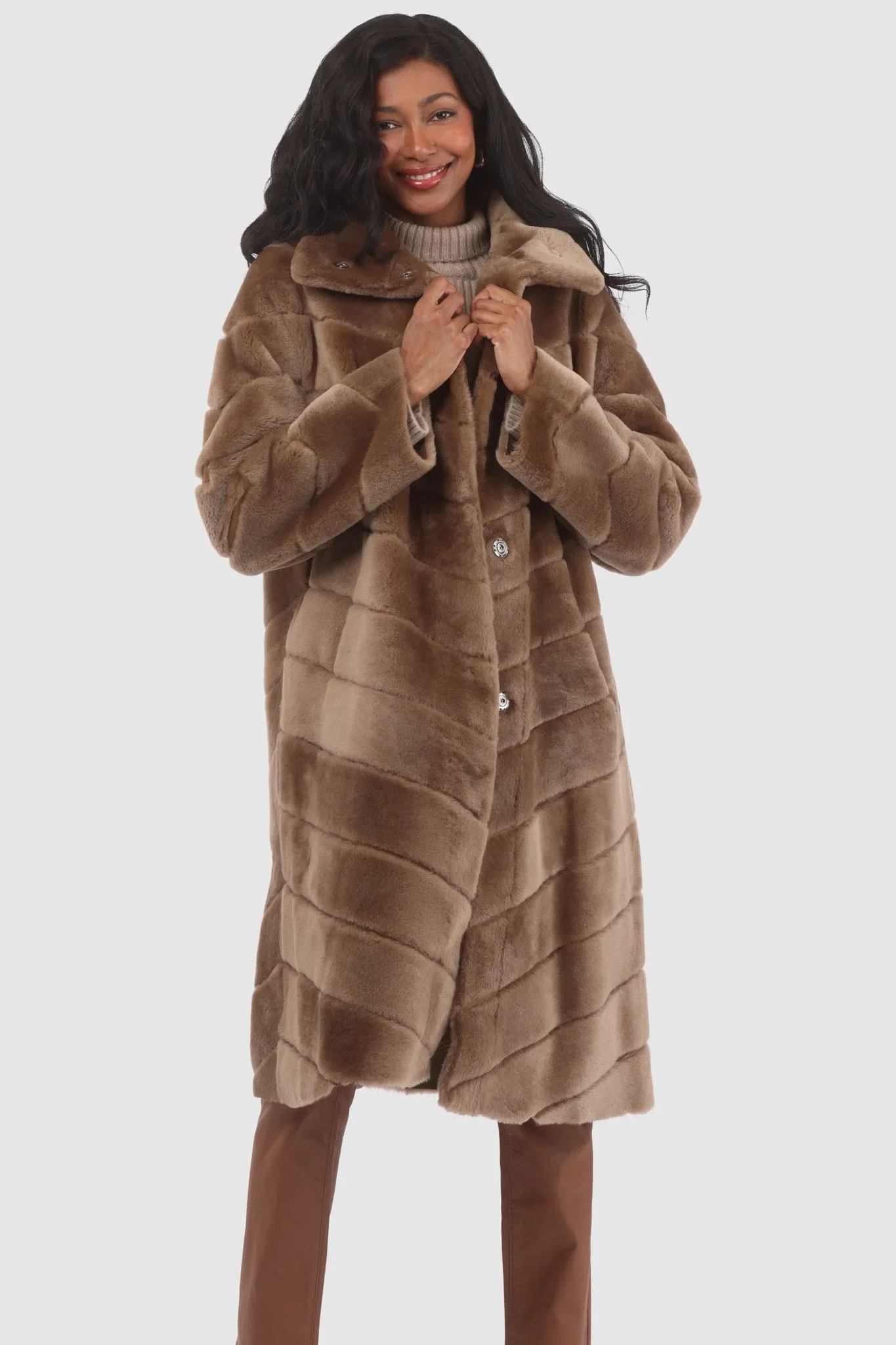 Reversible Merino Shearling Lamb Chevron Short Coat