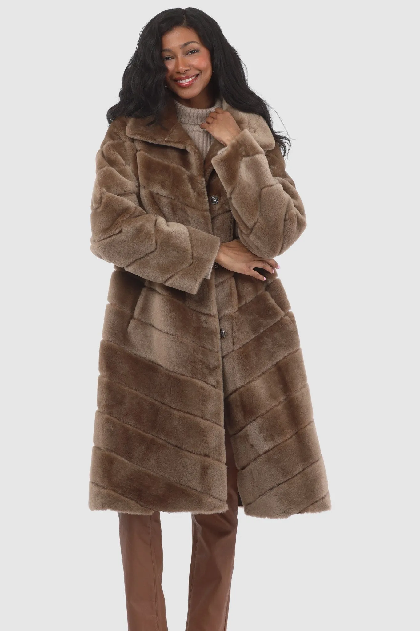 Reversible Merino Shearling Lamb Chevron Short Coat