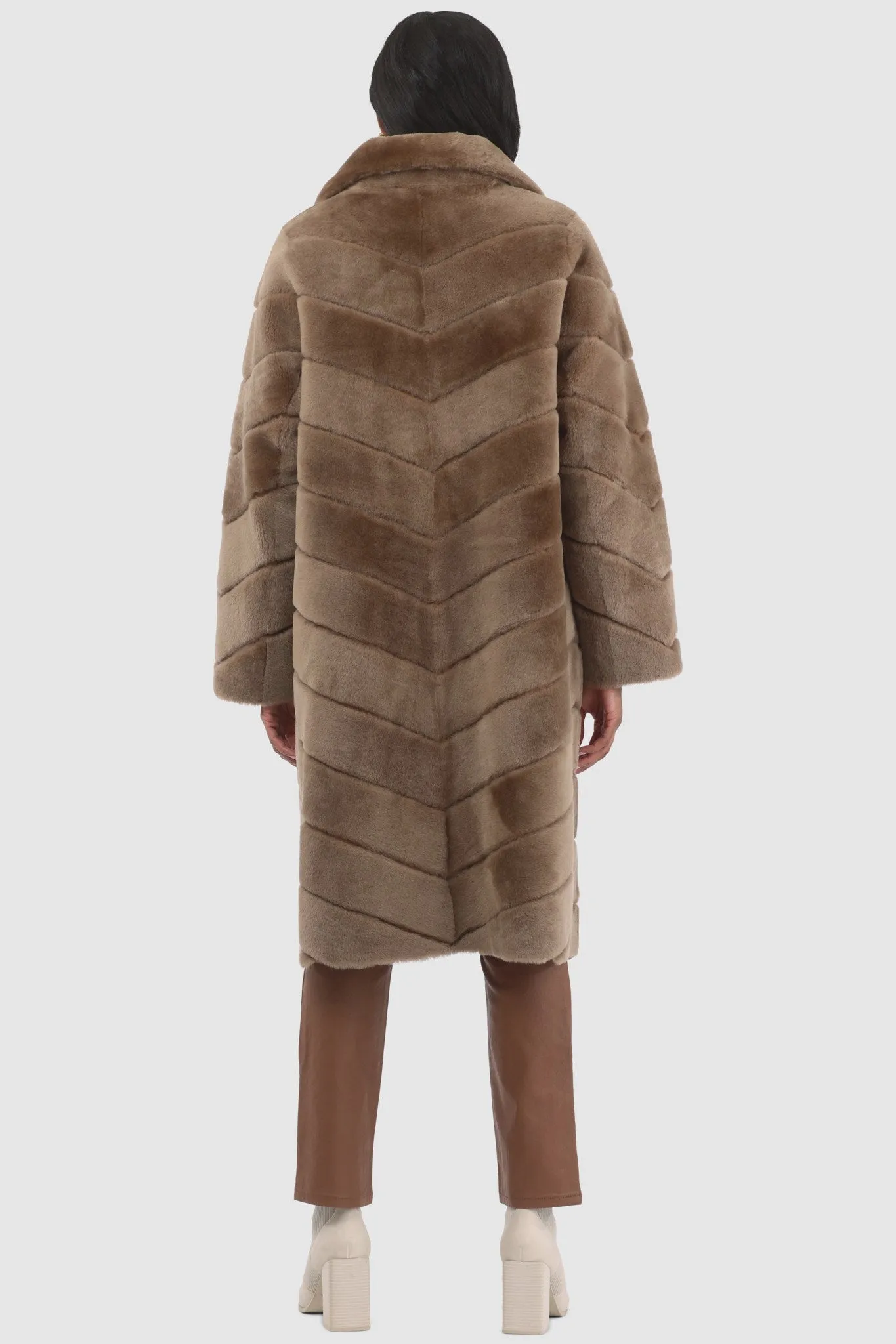 Reversible Merino Shearling Lamb Chevron Short Coat