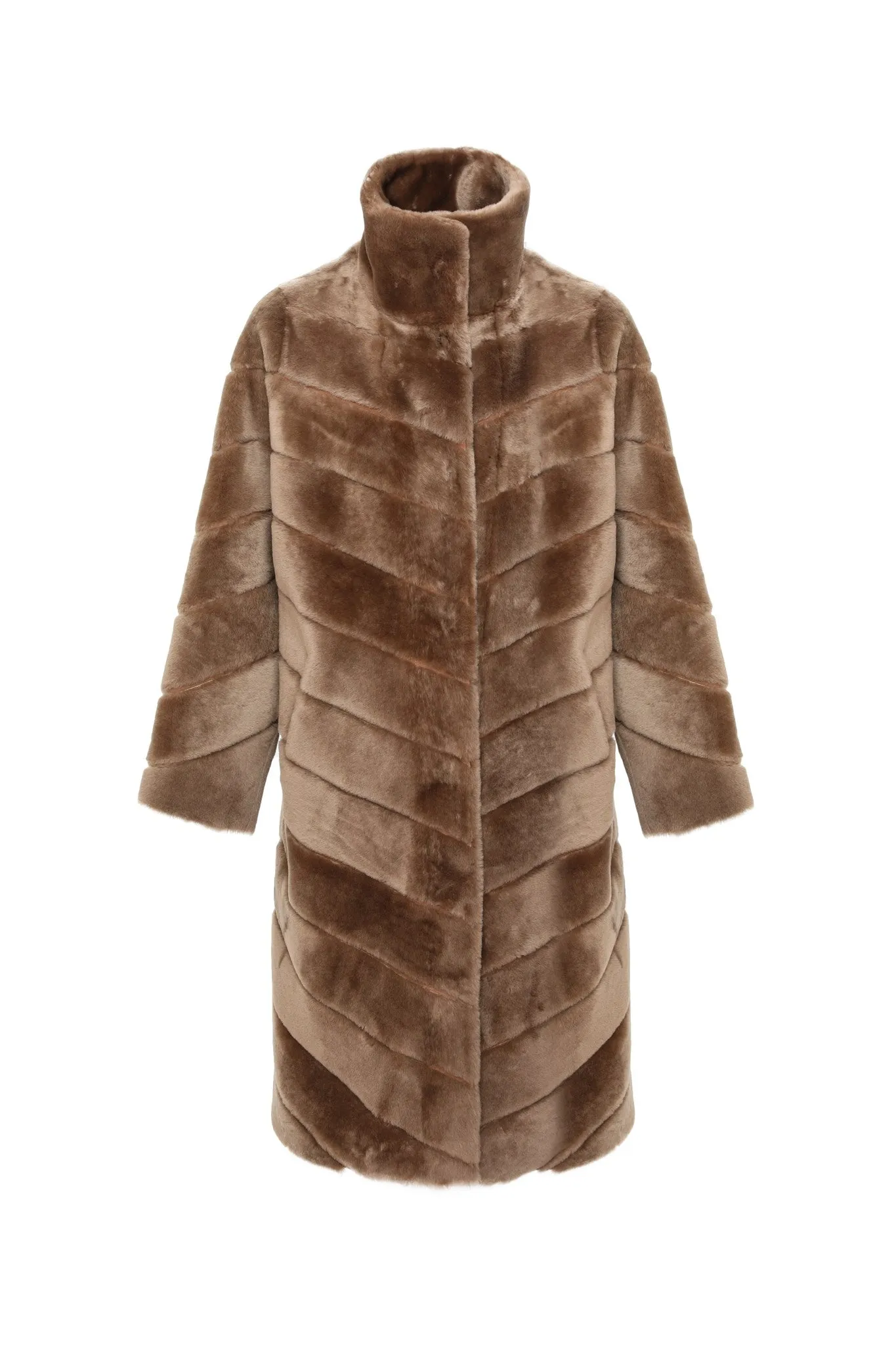 Reversible Merino Shearling Lamb Chevron Short Coat