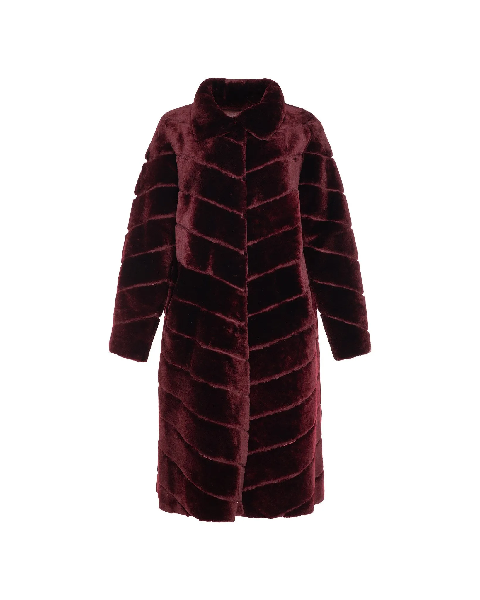 Reversible Merino Shearling Lamb Chevron Short Coat