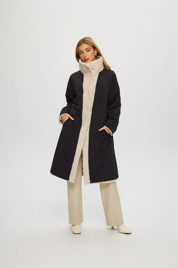 Reversible Select Shearling Lamb Chevron Short Coat