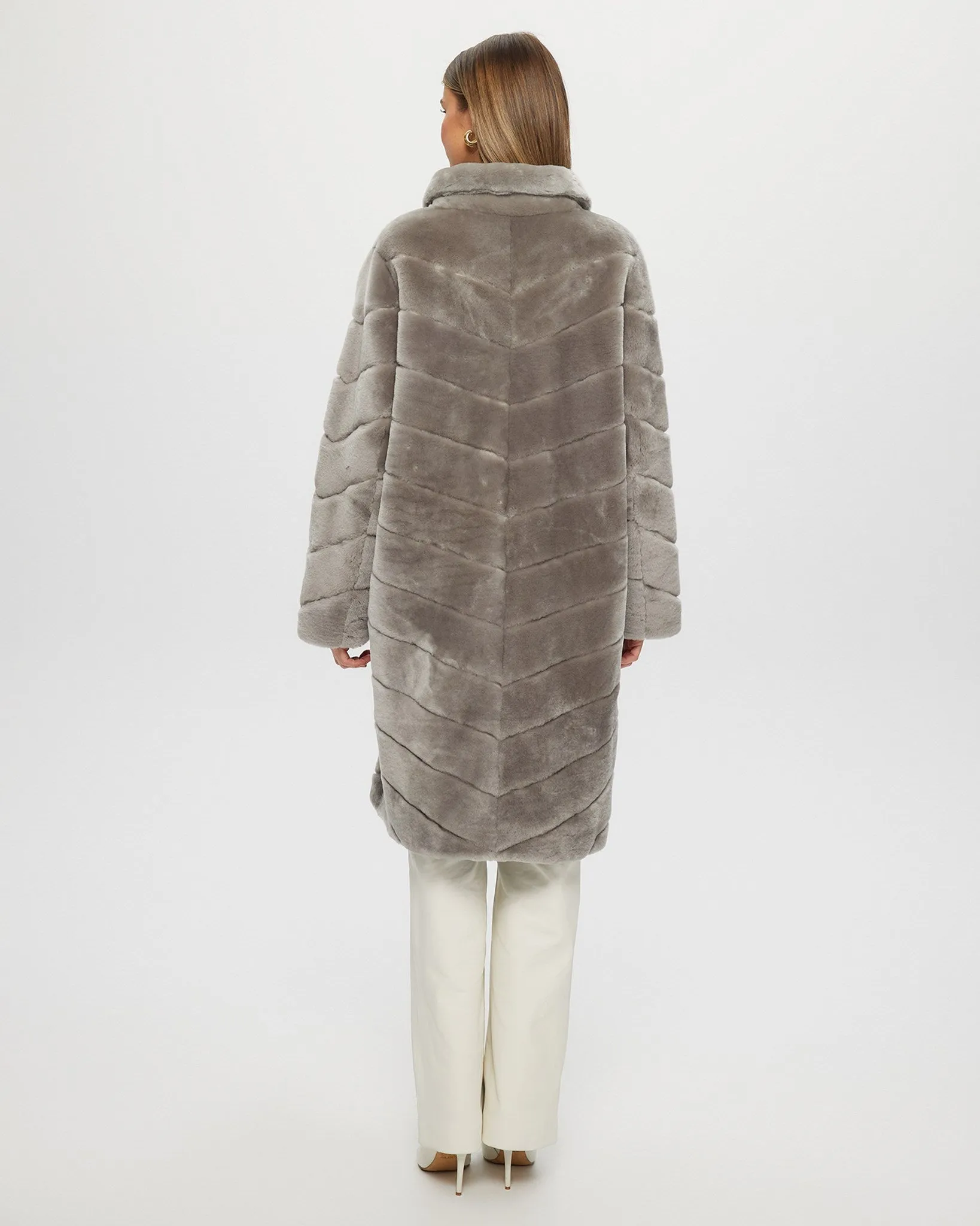 Reversible Select Shearling Lamb Chevron Short Coat