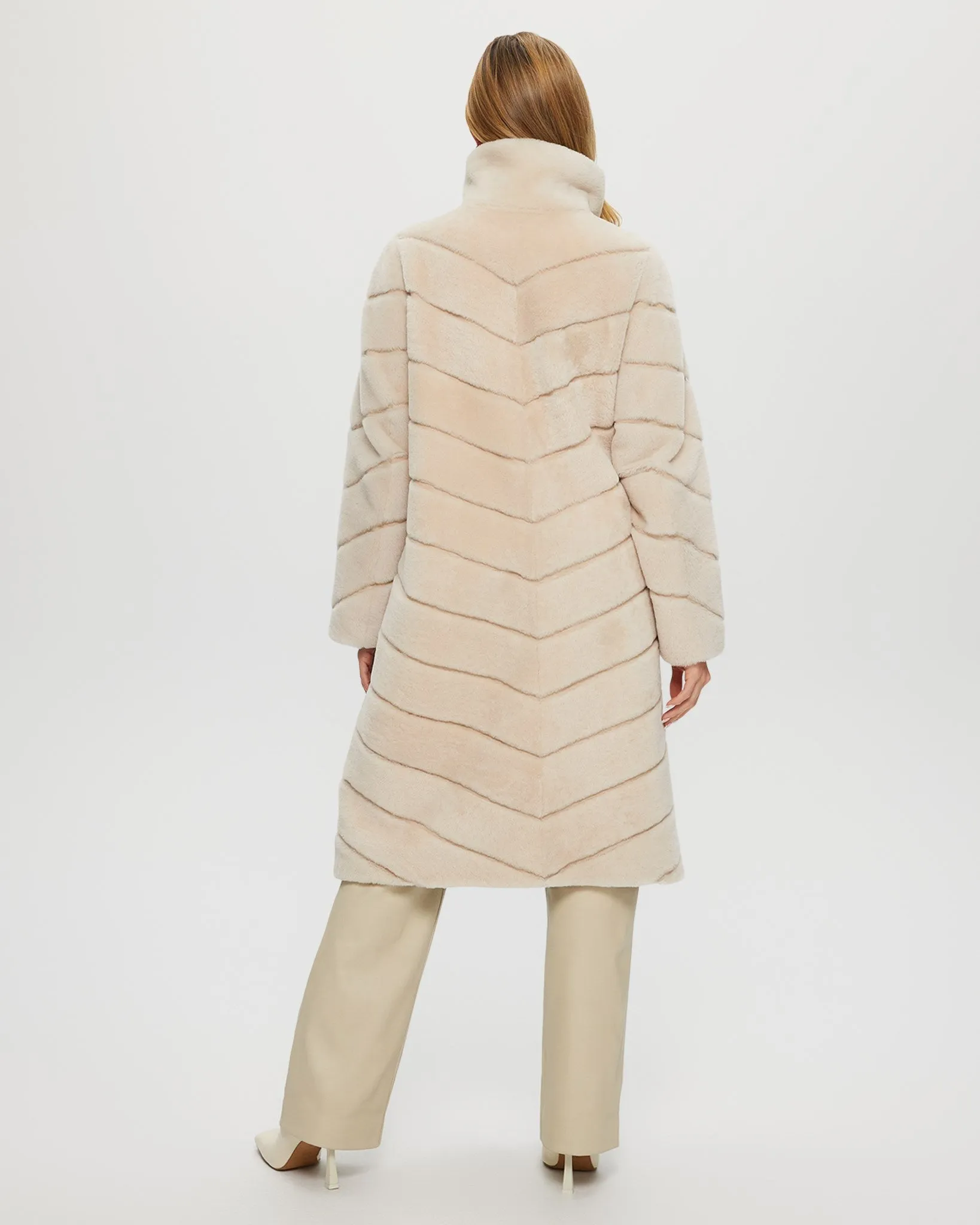 Reversible Select Shearling Lamb Chevron Short Coat