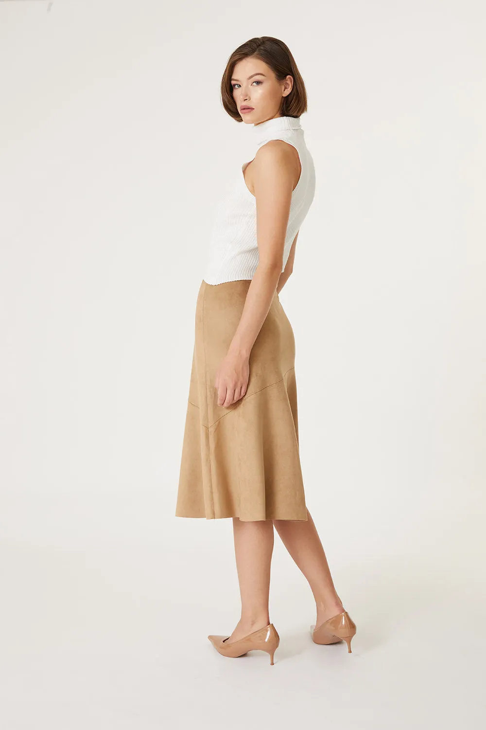 Roan Faux Suede Midi Skirt