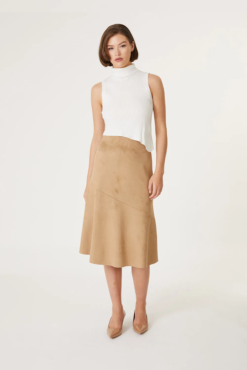 Roan Faux Suede Midi Skirt