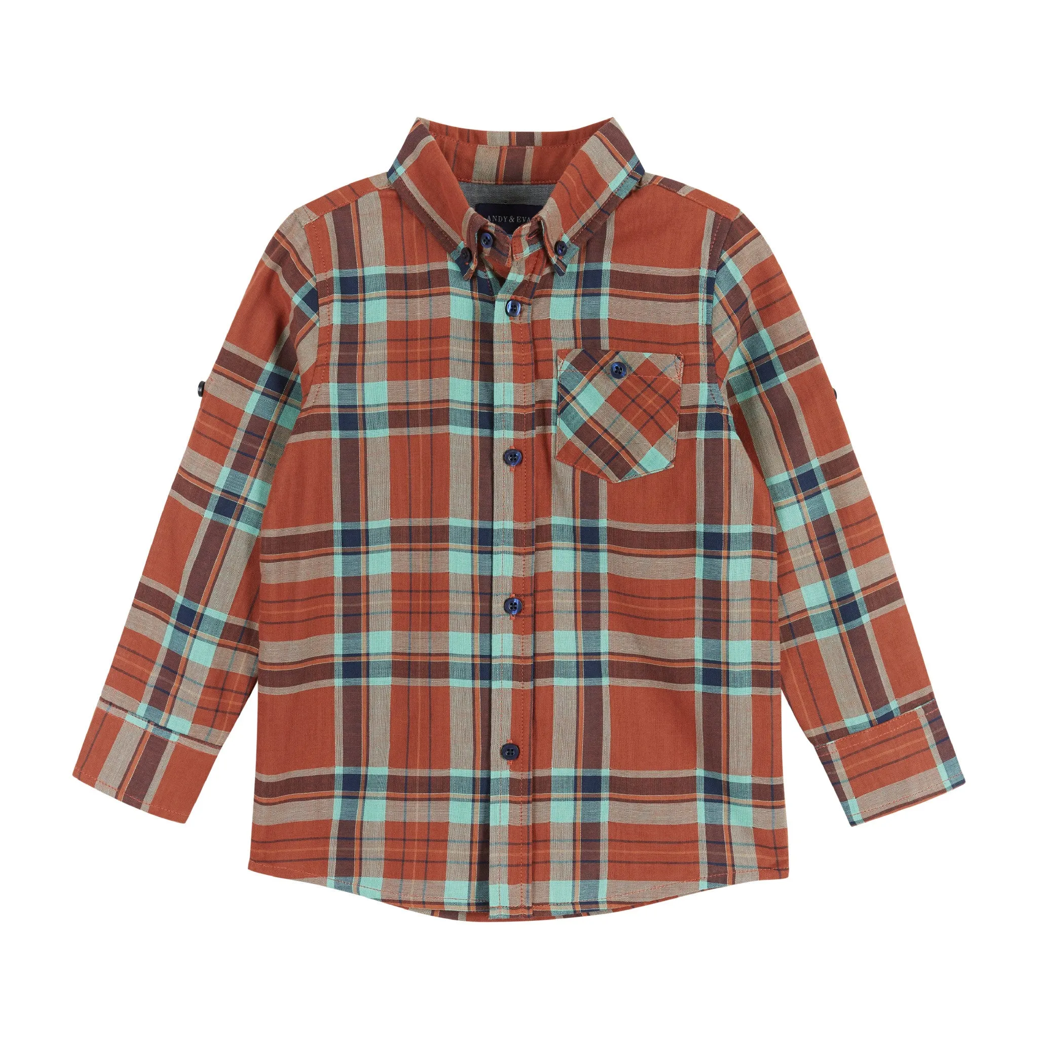 Rust Plaid Two-Faced Buttondown Set  | Red