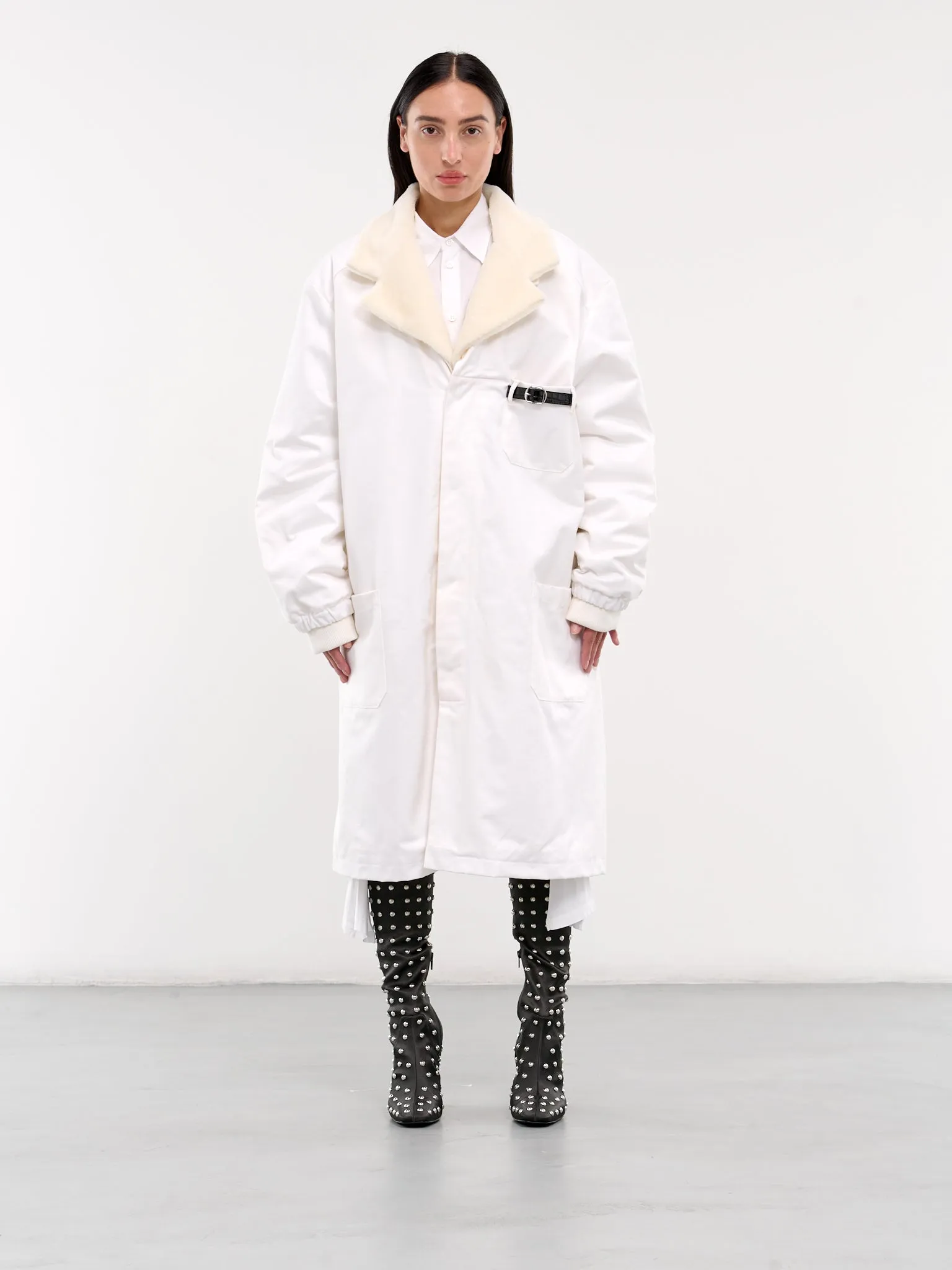 Shearling Lab Coat (COPOW22F2003-WHITE)