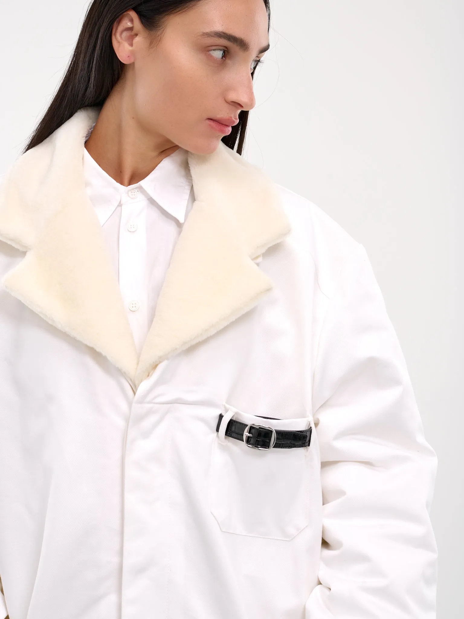 Shearling Lab Coat (COPOW22F2003-WHITE)