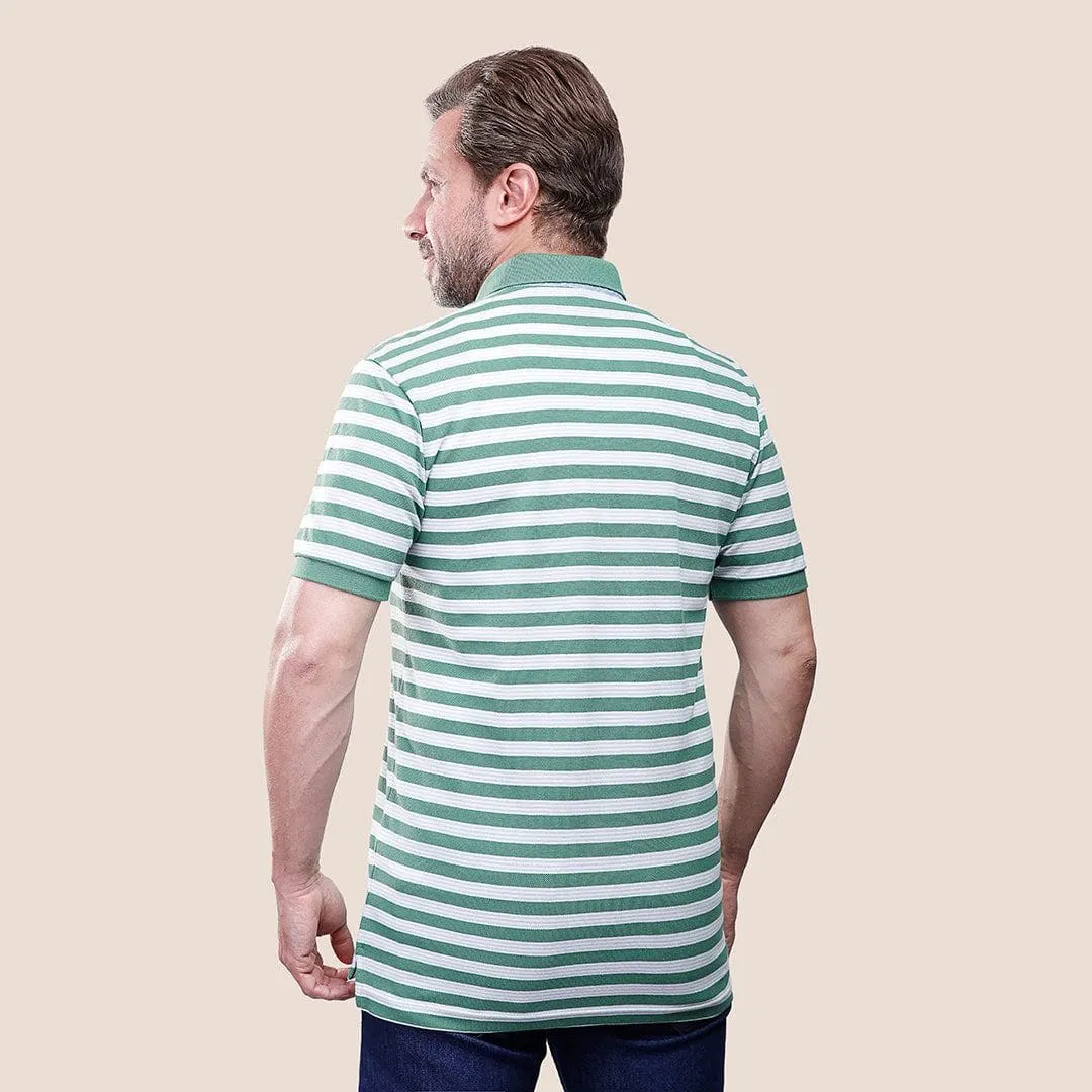 SHORT SLEEVE STRIPED POLO SHIRT - GREEN