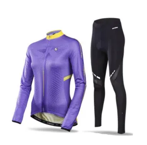 Slight Purple Women Long Sleeve Cycling Jersey Set