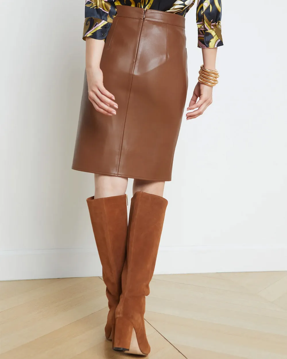 Smoky Quartz Vegan Leather Amira Pencil Skirt