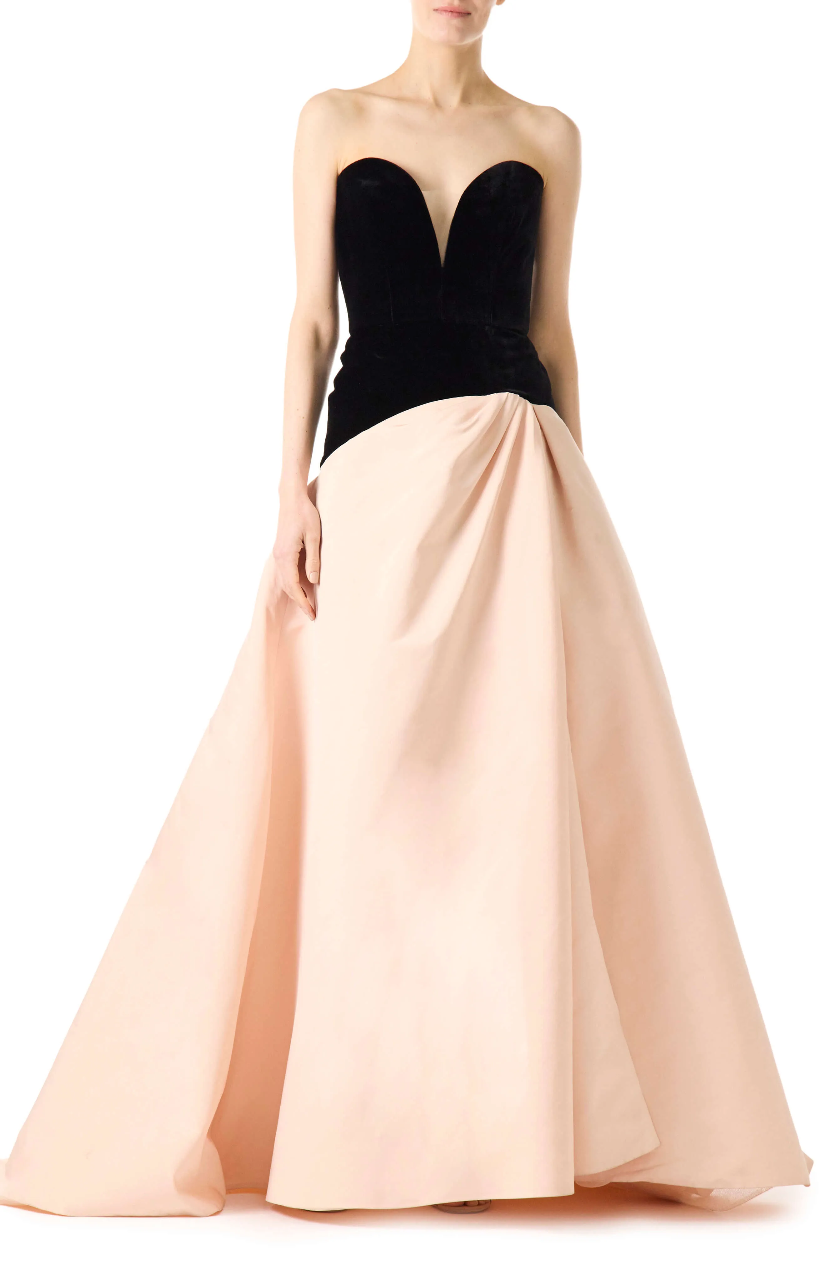 Strapless Drop Waist Ball Gown