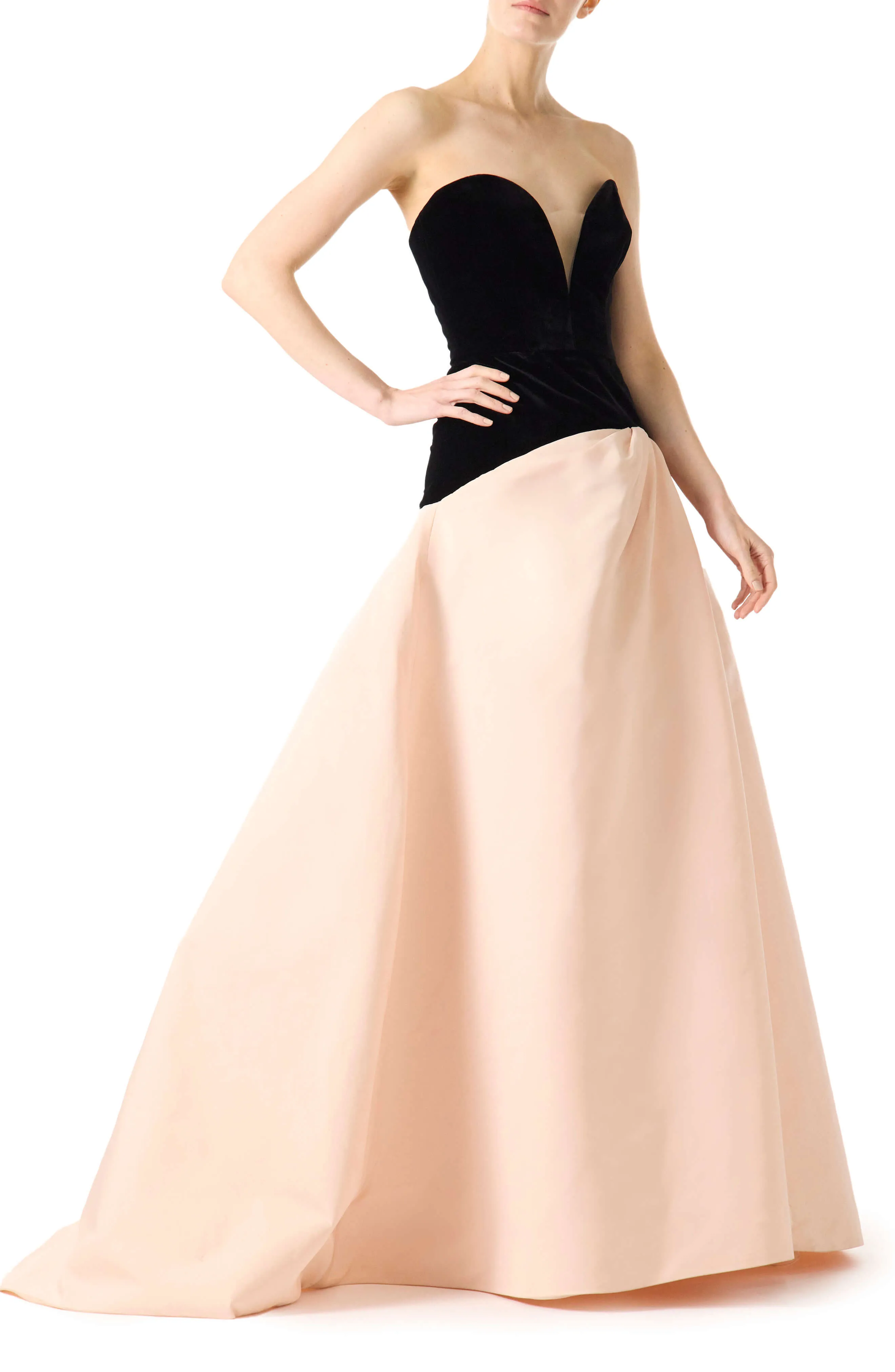 Strapless Drop Waist Ball Gown