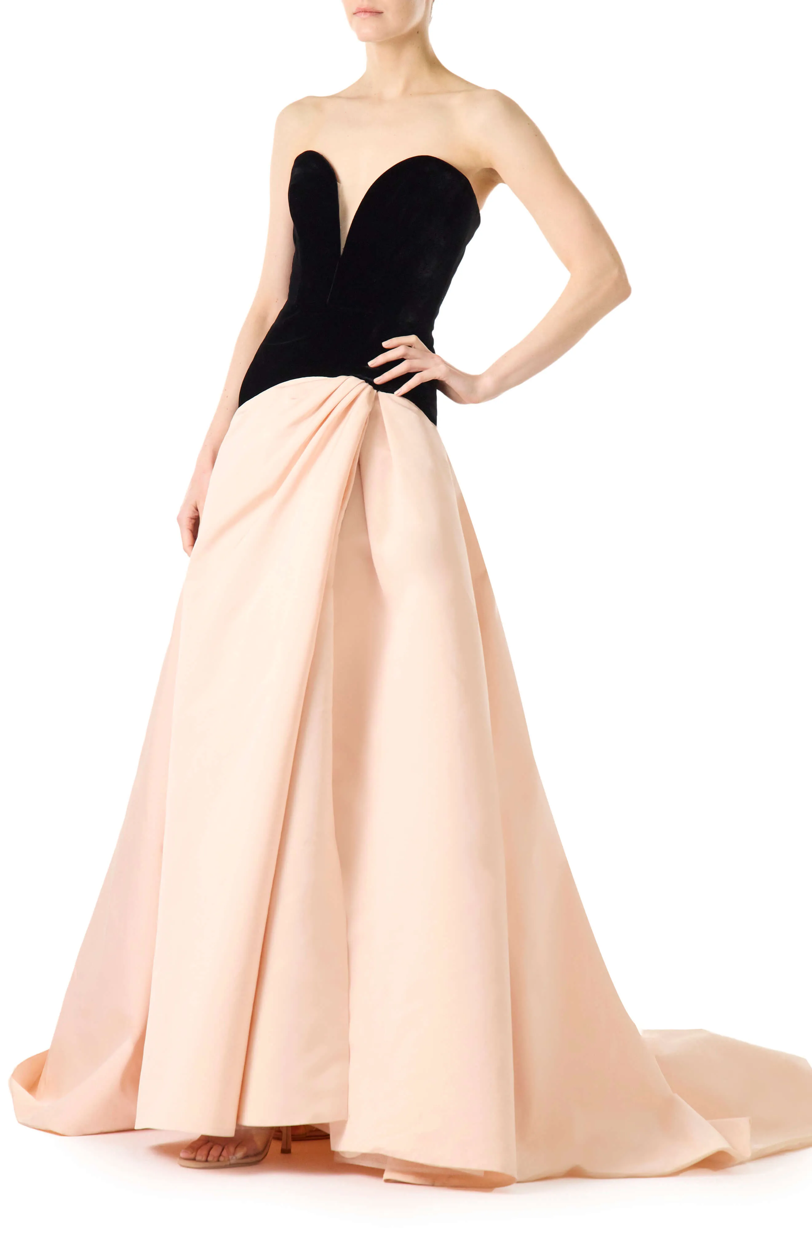 Strapless Drop Waist Ball Gown