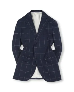 Suitsupply - Navy Windowpane Super 120's Wool Suit 50