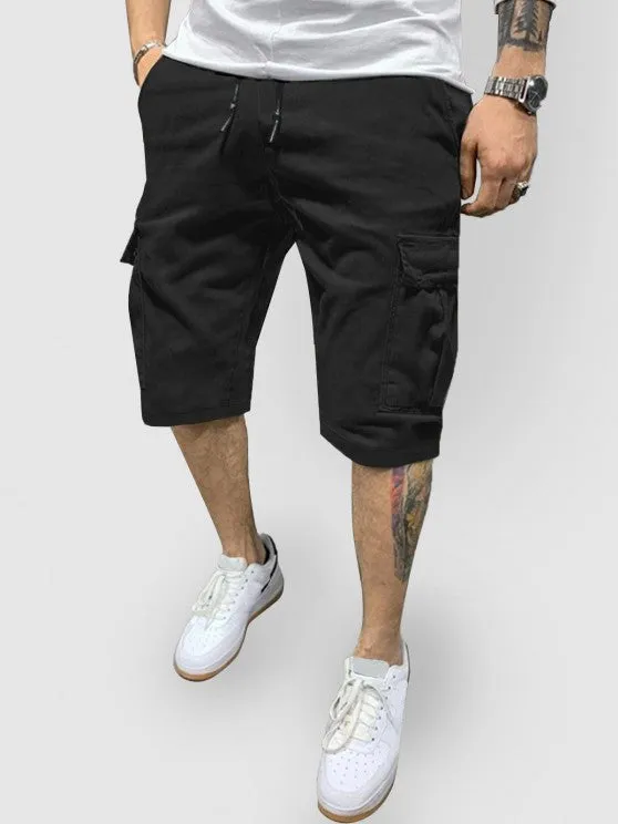 Texture Collared Shirt And Cargo Shorts