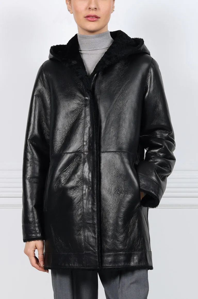 The Davie Hooded Shearling Coat