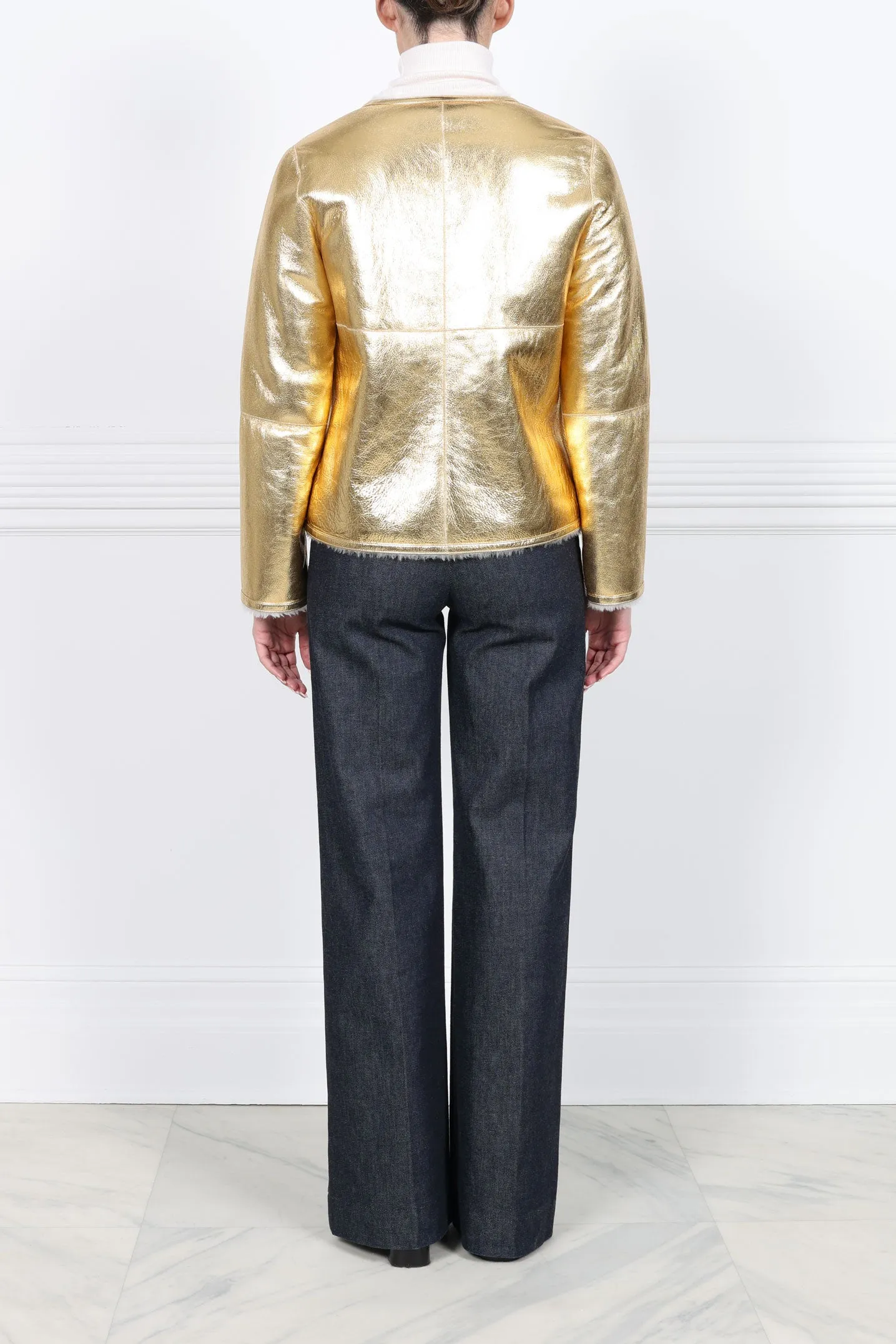 The Farrah Shearling Jacket in Gold