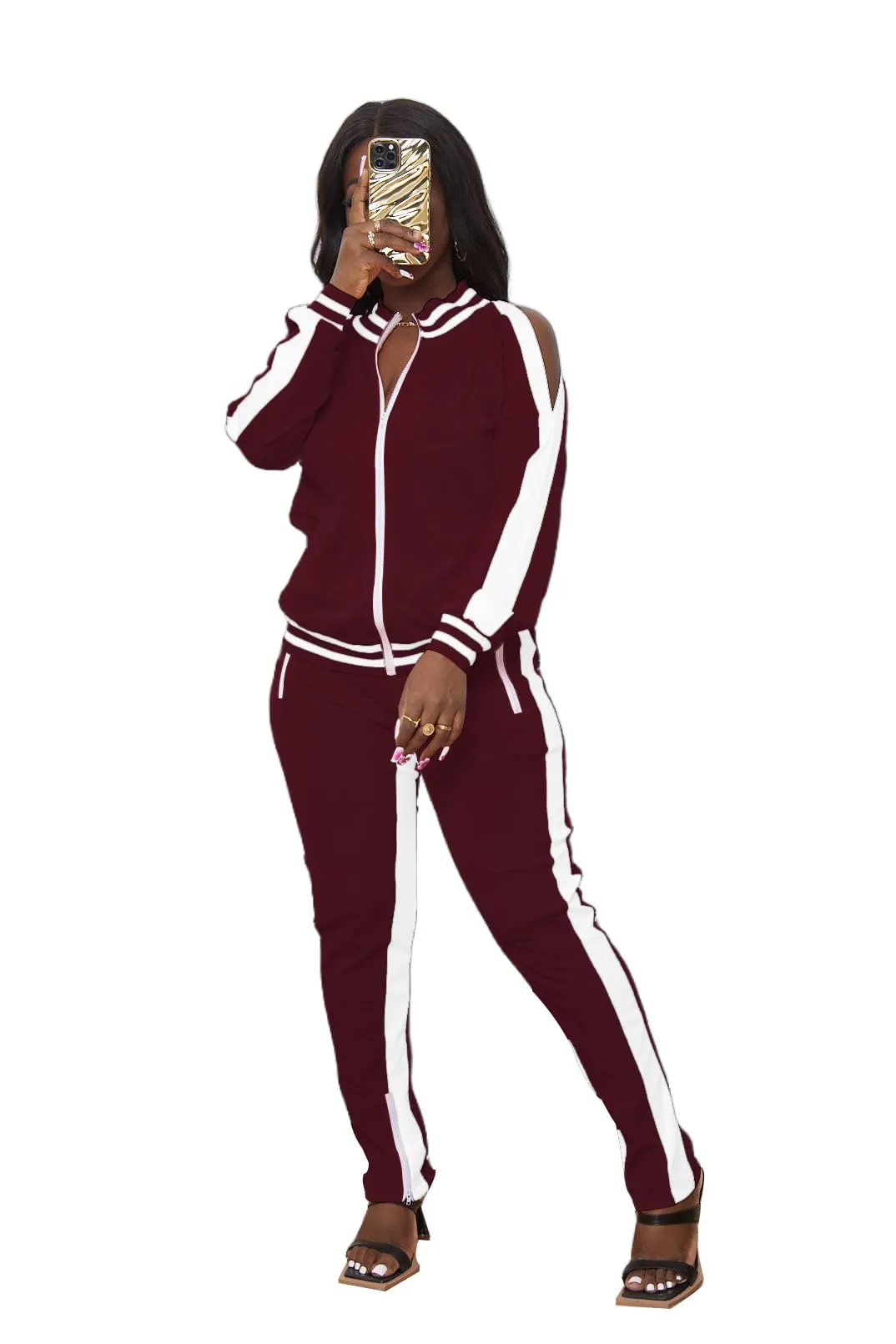 TOPONSKY Sweatpants Set Women Sweatsuit For 2 Piece Jogging Suits Suit Burgundy 2XL