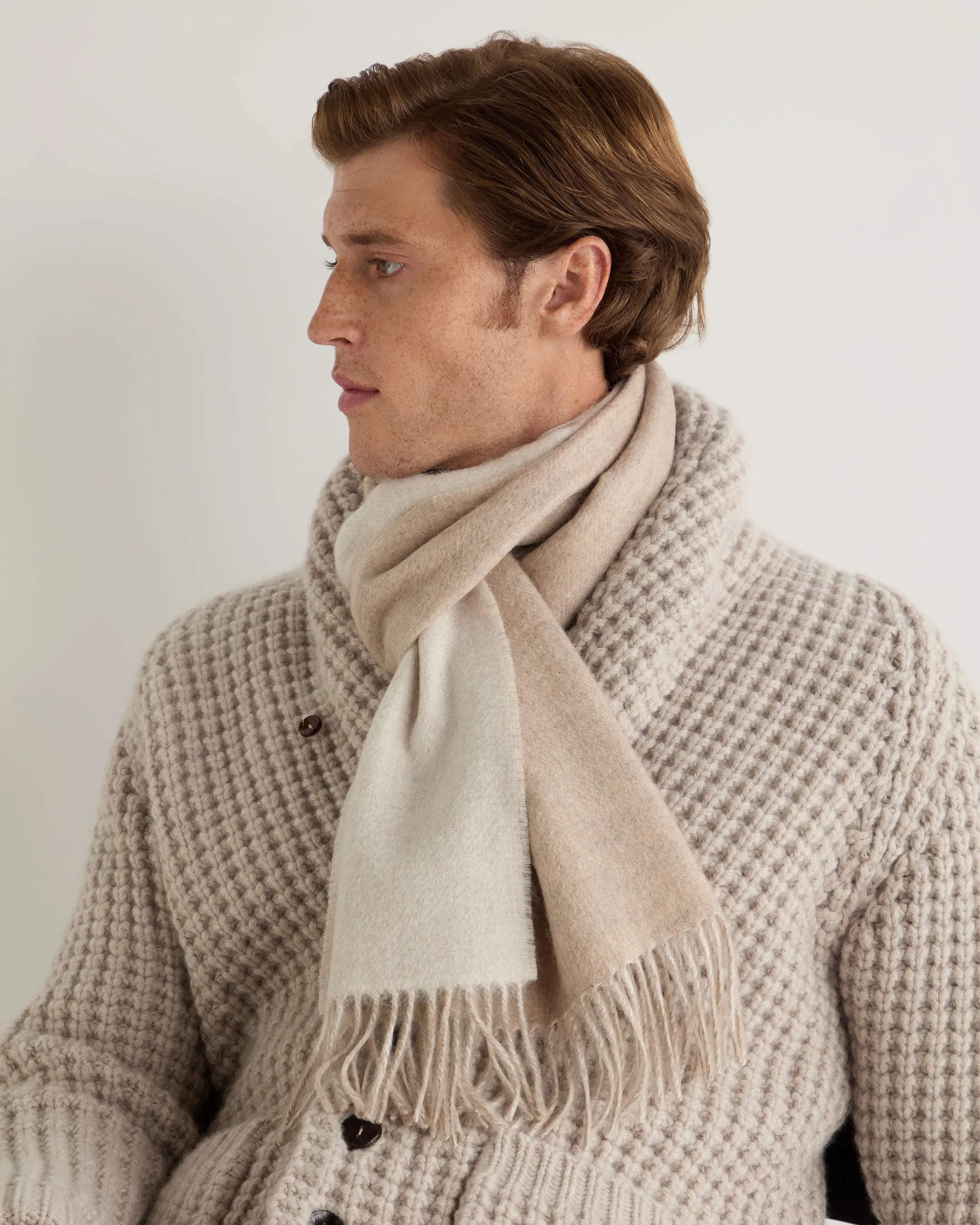 Unisex Doubleface Woven Cashmere Scarf Frost White