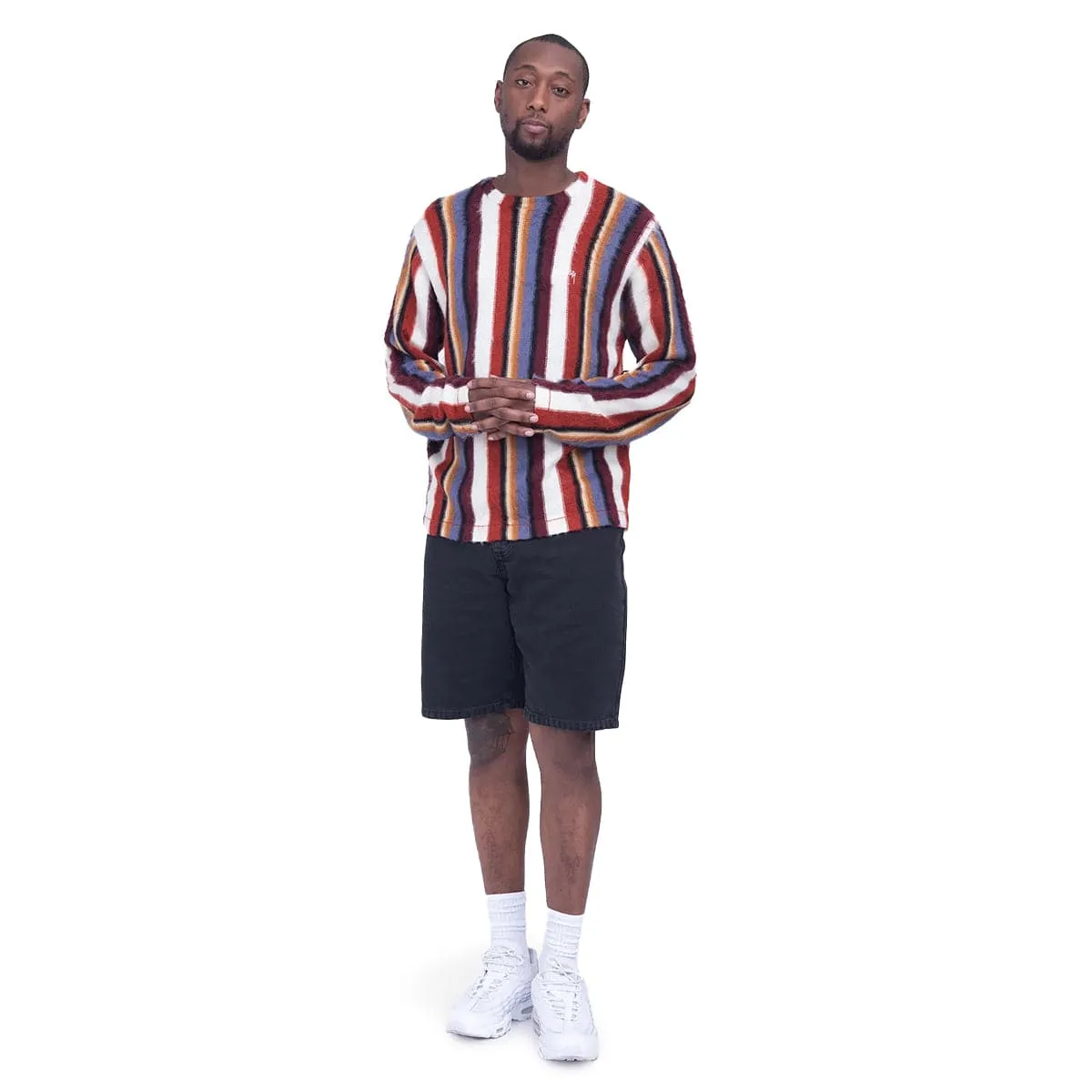 VERTICAL STRIPED KNIT CREW