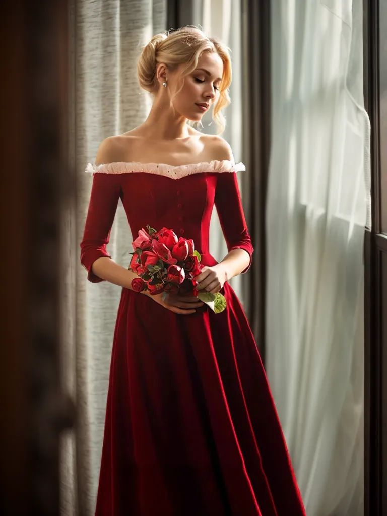 Vintage Off-the-Shoulder Velvet Dress with Ruffled Tulle and 3/4 Sleeves