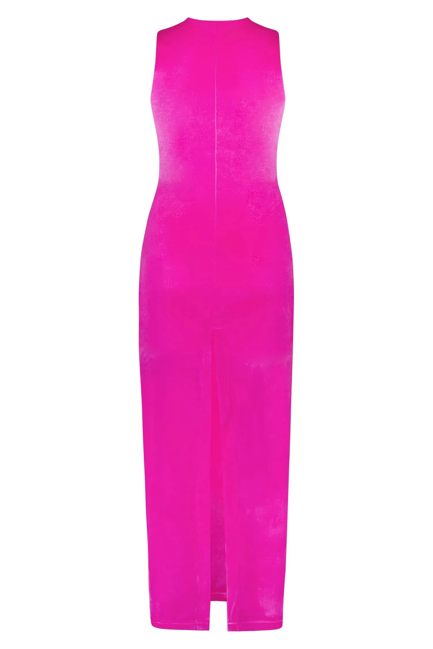 With Harper Lu Ruched Velour Maxi Dress - Fuchsia