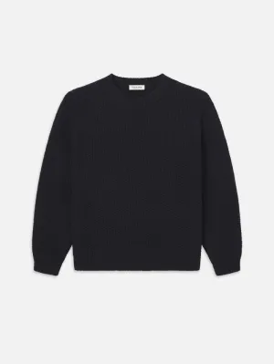 Wool Cashmere Textured Sweater  -- Dark Navy