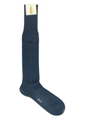 Zilli Over The Calf Socks Midnight Blue US 11.5 / EUR 45 Cotton Silk Men Socks